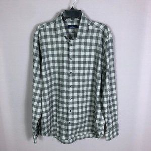 Toscano Gray Plaid Button Up Shirt Size XL